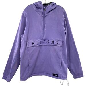 Welcome Skateboards Scrawl Anotak Pullover Hoodie Jacket Purple